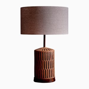 Ceramic Table Lamp with Walnut Base by Brent Bennett