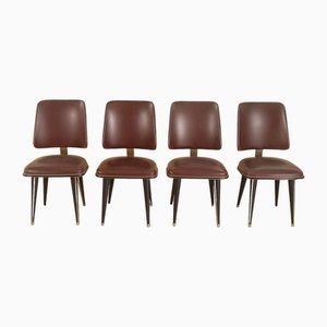 Vintage Burgundy Chairs in Burgundy from Umberto Mascagni, 1950s, Set of 4