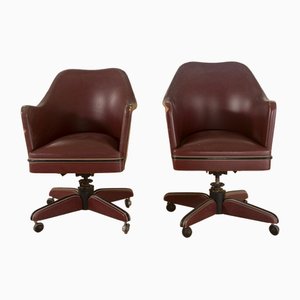 Set of Armchairs in Burgundy Leatherette Burgundy from Umberto Mascagni, 1950s