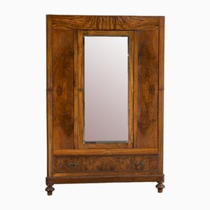 Early 20th century Cabinet with Beveled Mirror Veneered in Walnut, Italy