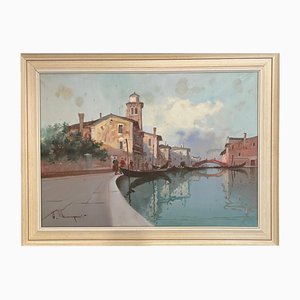 Aldo Marangoni, Venecia, años 70, óleo sobre lienzo, enmarcado