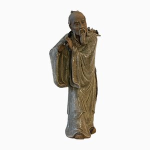 20th Century Chinese Glazed Pottery Figure of an Old Man