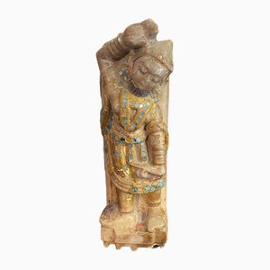 Estatua india de Apsara danzante de alabastro y vidrio