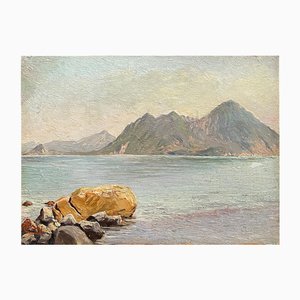 Italo Cenni, Lago Maggiore, fine XIX secolo, Olio su cartone