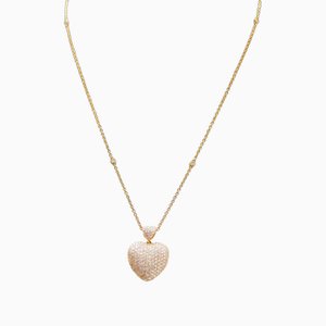 Diamonds, 18 Karat Yellow Gold Heart Shape Pendant Necklace