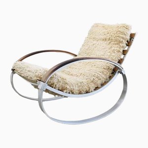Futuristic Rocking Chair in Sheep Wool by Hans Kaufeld