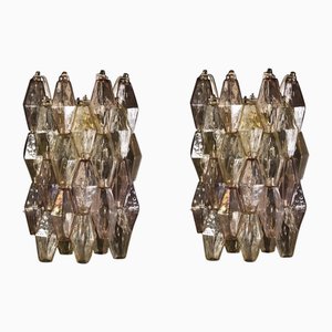 Pink and Amber Poliedri Sconces Carlo Scarpa from Venini, 1980s, Set of 2