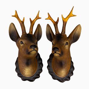 Roe Deer Made of Plaster, Germany, 1930s, Set of 2