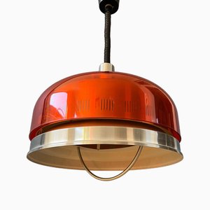 Space Age Orange Transparent UFO Pendant Lamp