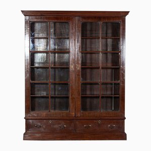 Large 19th English Mahogany Glazed Bookcase, 1880s