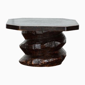 Mid-Century French Elm Corkscrew Pedestals Table