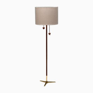 Tripod Floor Lamp attributed to Fog & Mørup Made of Teak and Brass, Denmark, 1960s