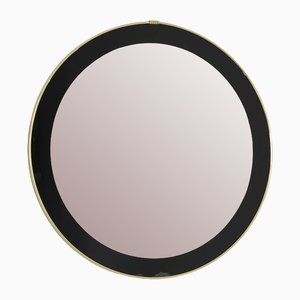 Specchio rotondo con cornice in ottone