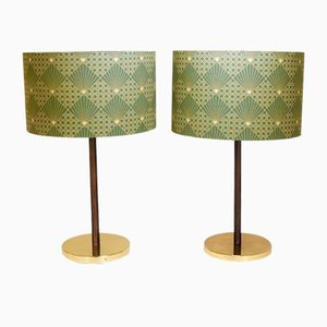 Mid-Century Brass & Leather Table Lamps attributed to J. T. Kalmar for Kalmar, Austria, 1960s, Set of 2