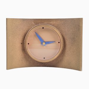 Reloj vintage de bronce de Paul Schudel para Designum, años 80