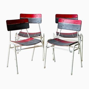 Vintage School Chairs, 1970, Set of 4