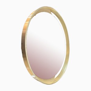 Round Brass Mirror with Gold-Tinted Glass by Modernindustria, Italy, 1970s