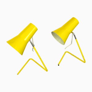 Lampes de Bureau Jaunes par Josef Hurka pour Drupol, 1960s, Set de 2