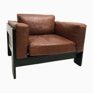 Mid-Century Leather Armchair attributed to Tobia & Afra Scarpa