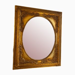 Espejo antiguo de madera dorada, década de 1890