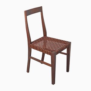 Vintage Leather Cord Chair Circular by Terence Harold Robsjohn-Gibbings for Klismos 1960s