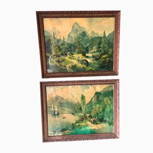 Paesaggi, XIX secolo, Stampe, set di 2