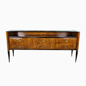 Thuja Burl Chest of Drawers with Glass Top, Italy, 1960s