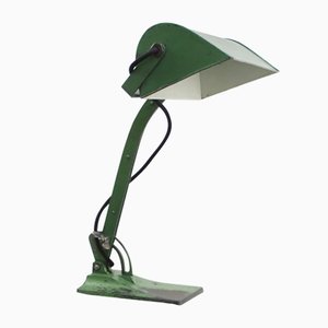 Green Metal Cast Iron Bankers Table Desk Lamp