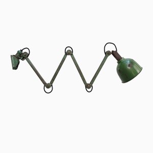 Lámpara de pared industrial Machinist Work vintage de metal verde con cuatro brazos de Dugdills, Reino Unido