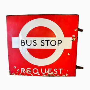 Panneau d'Arrêt de Bus London Transport Early en Émail avec Provenance, 1940s