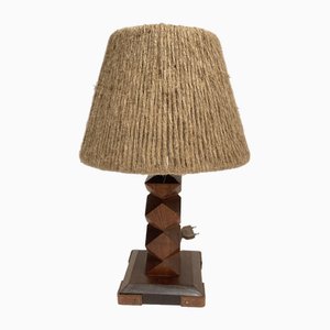 Lampe en Poirier et Bois en Bois par Jacques Adnet, 1950s