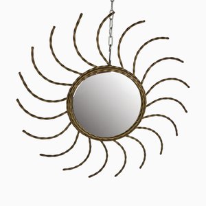 Vintage Metal Sunburst Mirror, 1970s