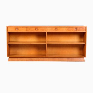 Danish Art Deco Low Bookcase with Drawers in Oak, 1940s