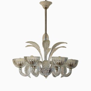 Vintage Murano Glass Chandelier attributed to Ercole Barovier for Barovier & Toso, 1940s
