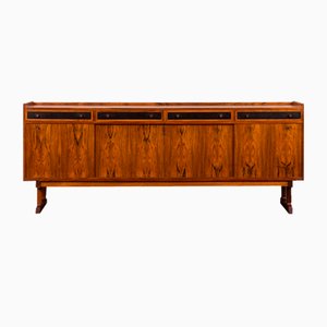 Mid-Century Modern Rosewood Sideboard with Drawers Finished in Black Leather, Denmark, 1960s