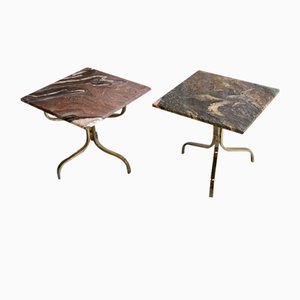 Italian Marble and Gold Side Tables, 1980s, Set of 2