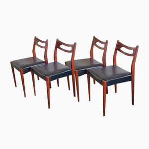 Chaises en Teck et Skaï, Danemark, 1960s, Set de 4