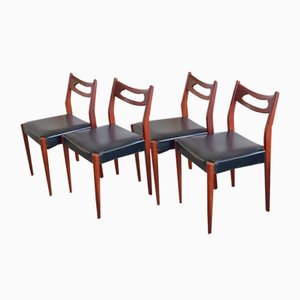 Danish Chairs in Teak & Skaï, 1960s, Set of 4