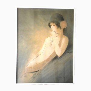 Bernard Charoy, Portrait de Jeune Femme Nue, Lithographie