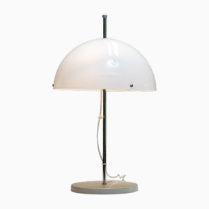 Lampada da tavolo a fungo in acrilico bianco e cromo attribuita a Fagerhult, Svezia, anni '70