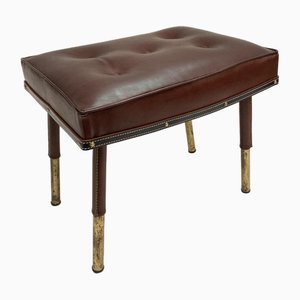 Ottoman in Sheathed Leather by Jacques Adnet, 1950s