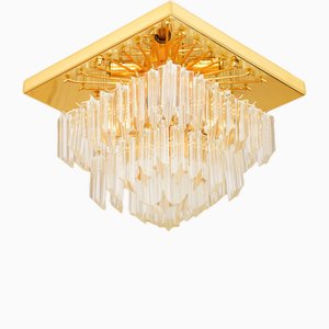 Lámpara de techo vintage de cristal de Murano atribuida a Paulo Venini, años 70