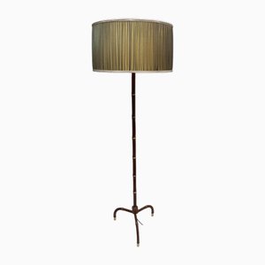 Leather Sheathed Floor Lamp by Jacques Adnet, 1950s