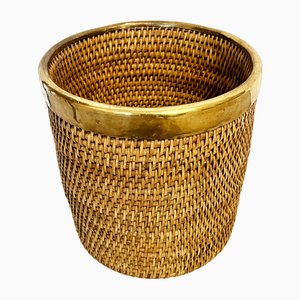 Rattan and Brass Jar Cover, 1970s