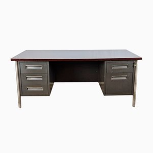 Iron Desk with Rosewood Laminate Top from Mobiltecnica Turin, Italy, 1970s