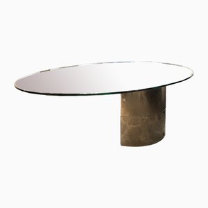 Mesa de comedor Lunario de metal cromado y vidrio de Cini Boeri para Gavina, Italia, 1971