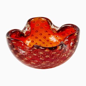 Murano Glass Bowl or Ashtray with Gold Dust & Air Bubbles from Barovier & Toso, Italy, 1960s