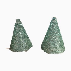 Glass Pyramid Table Lamps, 1960s, Set of 2