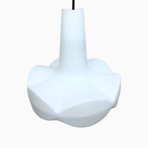 Space Age White Glass Hanging Lamp from Peill & Putzler, 1970s