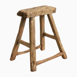 Tabouret Rustique Antique en Orme, 1920s